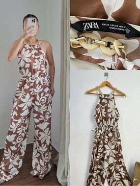 ZARA Satin Halter neck wide leg jumpsuit 2492/152